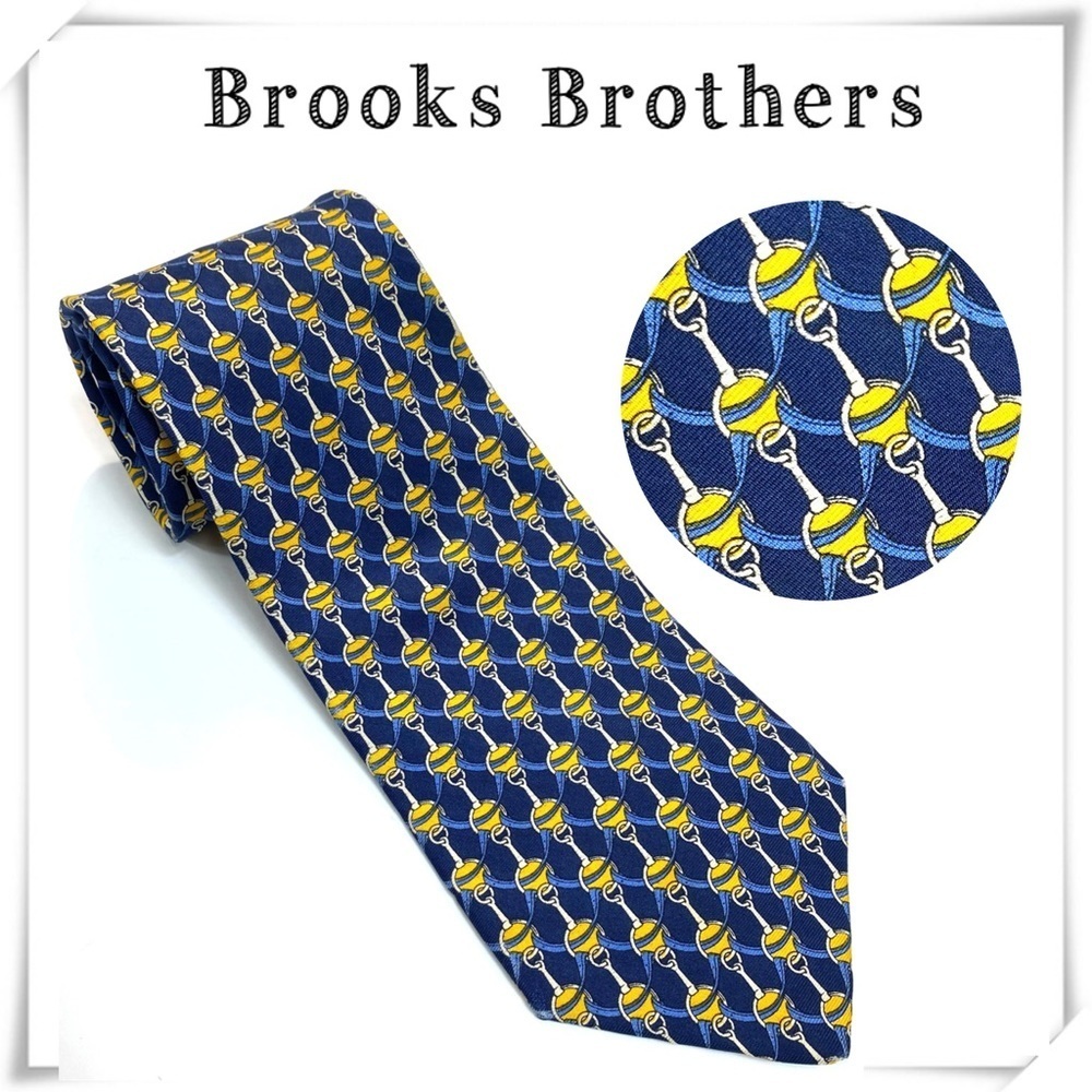 Brooks Brothers 100% Silk Chain Monogram Print Tie in Blue